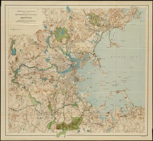 Karte des Stadtbezirks von Boston, Massachusetts: zeigt lokale öffentliche Reservate und Bestände der Metropolitan Park Commission, 1901 von American School
