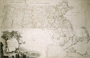 Karte des Staates Massachusetts, 1801 von American School