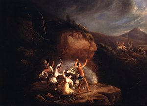 Massaker an Jane McCrea, 1777, frühes 19. Jahrhundert von American School