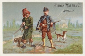 Männer jagen im Regen von American School