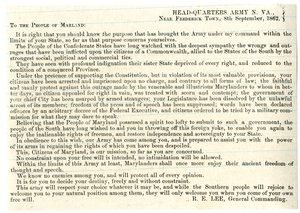 Botschaft an die Menschen von Maryland zur Unterstützung der Konföderation, 8. September 1862 von American School