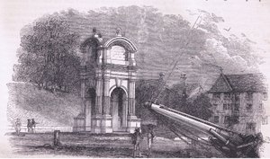 Denkmal in New Plymouth zur Markierung des Landeplatzes der Pilgerväter, Illustration aus Cassell