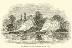 Mörserboote beschießen Vicksburg bei Nacht, Juli 1862