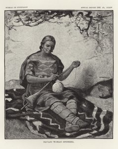 Navajo-Frau beim Spinnen von American School