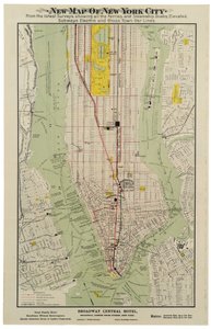 Neue Karte von New York City mit den neuesten Erhebungen, die alle Fähren und Dampfschiffdocks, Hochbahnen, U-Bahnen und Querstraßenbahnlinien zeigt von American School