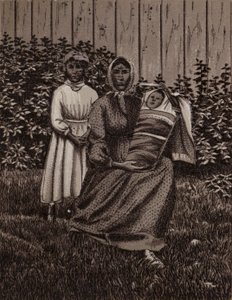 Niagarafälle: Indianerfamilie (Lithografie)