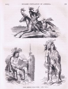 Nordamerikanische Indianertypen (1640er Jahre), Illustration aus Cassells Geschichte der Vereinigten Staaten, veröffentlicht von Petter & Galpin ca. 1890