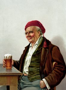 Alter Mann mit einem Bier in einer Kneipe