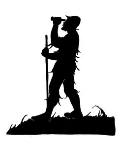 Eine von einer Reihe von Robinson Crusoe Silhouetten (Lithografie)