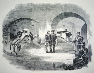 Eine der zehn Flanken-Kasematten-Batterien in Fort Dickens, Florida, unter Union-Kontrolle im Jahr 1861 von American School