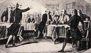 Patrick Henry vor der Virginia Assembly im März 1775 von American School