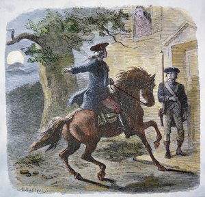 Paul Reveres berühmter Ritt in der Nacht des 18. April 1775 von American School