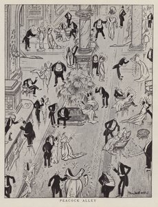 Pfauenallee, Karikatur, die den protzigen Modestil der Zeit verspottet von American School