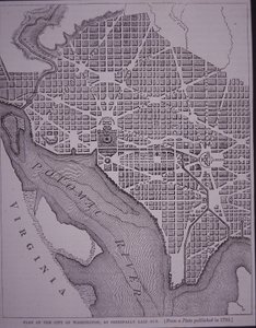 Plan der Stadt Washington DC, entworfen von Major Pierre Charles L
