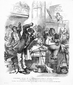 Politischer Cartoon, der Afroamerikaner als Politiker darstellt von American School