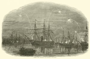 Porters Flotte feiert die Eroberung von Fort Fisher, Januar 1865 von American School