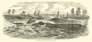 Porters Flotte passiert den Damm bei Alexandria, Mai 1864