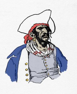 Porträt eines Piraten. „Book of pirates Buccaneers and Marooners of the Spanish Main“ von Howard Pyle (1853 - 1911), amerikanischer Illustrator. 1887 von American School