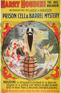 Plakat, das einen neuen Akt von Houdini bewirbt von American School