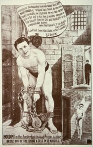 Plakat, das eine Aufführung von Houdini bewirbt von American School