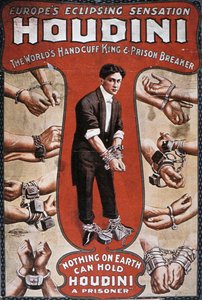 Plakat, das eine Vorstellung von Houdini bewirbt von American School