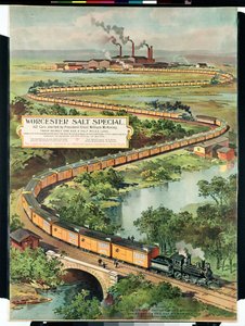 Plakat, das die Worcester Salt Special bewirbt, 162 Autos gestartet von Präsident-Elekt McKinley, 1897