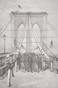 Präsident Chester A. Arthur bei der Eröffnungszeremonie der neuen Brooklyn Bridge, 24. Mai 1883 von American School