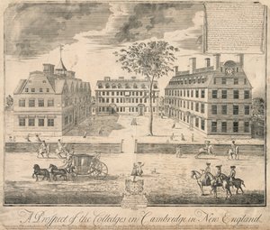 Harvard University um 1700 (Stich) von American School