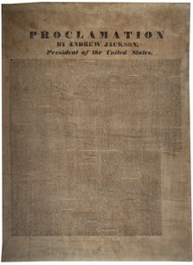 Proklamation von Andrew Jackson (1767-1845), Präsident der Vereinigten Staaten, 10. Dezember 1832