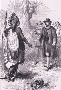Empfang eines Naragansett-Kriegers, Illustration aus Cassell