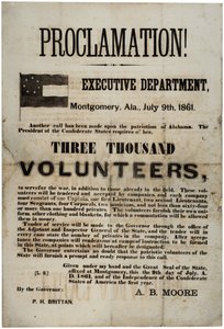 Rekrutierungsflugblatt, das dreitausend Freiwillige anfordert, 9. Juli 1861