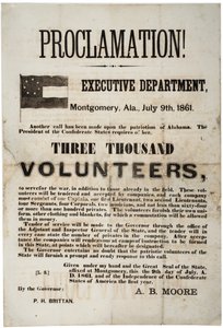 Rekrutierungsflugblatt, das dreitausend Freiwillige anfordert, 9. Juli 1861