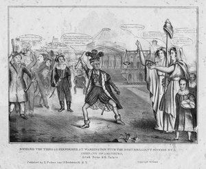 Richard der Dritte, aufgeführt in Washington mit dem größten Erfolg von einer Amateurgruppe, ca. 1834 von American School