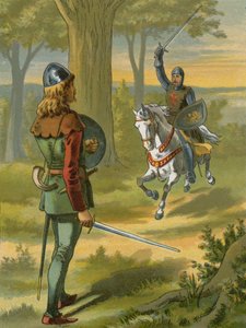 Robin Hood stoppt den Ritter in schwarzer Rüstung von American School