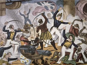 Matrosen der Royal Navy entern ein algerisches Piratenschiff, ca. 1820 von American School