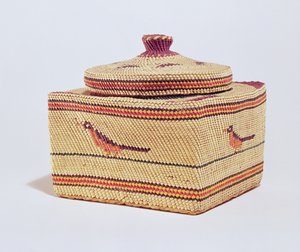 Salish-Korb, der Vögel darstellt, von der Nordwestküste von American School