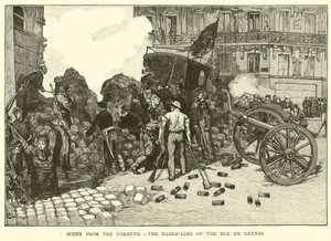 Szene aus der Kommune, die Barrikaden der Rue de Rennes von American School