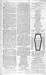 Zweite Seite der Boston Evening Post, die den Tod von König George II. (1683-1760) ankündigt, 5. Januar 1761 von American School