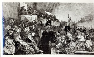Gottesdienst im Mormonentempel in Salt Lake City, 1871