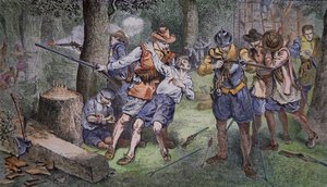 Siedlung von Jamestown, Virginia im Jahr 1607 von American School