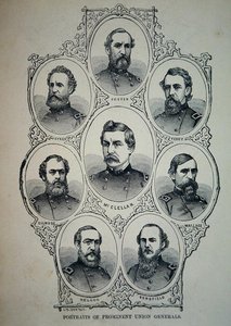 Sieben Porträts prominenter Generäle der Unionsarmee von American School