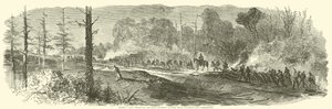 Shermans Armee zerstört die Macon-Eisenbahn zwischen Rough and Ready und Jonesborough, August 1864 von American School