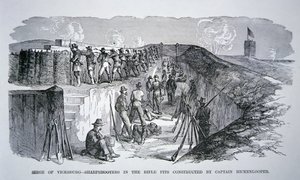 Belagerung von Vicksburg - Scharfschützen in den von General Hickenlooper errichteten Schützengräben von American School