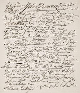 Unterschriften zur Unabhängigkeitserklärung, 1776, Illustration aus Cassells Illustrierter Geschichte Englands von American School