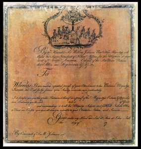 Sir William Johnsons Indianisches Zeugnis, ca. 1770 von American School