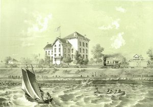 Soldatenheim, aus Chicago Illustrated, mit literarischen Beschreibungen von James W. Sheahan, veröffentlicht von Jevne & Almini, Chicago, 1866-67 von American School
