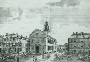 Südwestansicht des alten Staatshauses, Boston, 1881