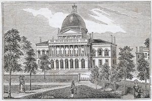 Südansicht des State House in Boston an der Beacon Street, aus 
