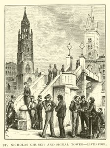 St. Nicholas Kirche und Signalturm, Liverpool von American School