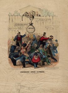 Aussetzung von Barzahlungen, veröffentlicht in Philadelphia, ca. 1857 von American School